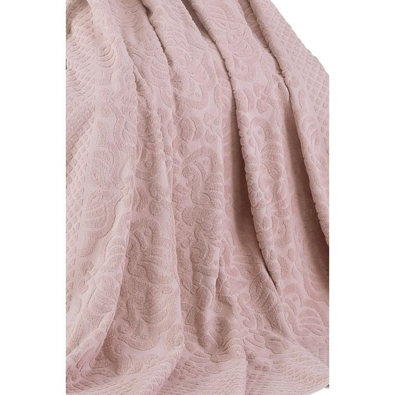 Покрывало простынь махровая ELIPS сухая роза TIVOLYO HOME Турция