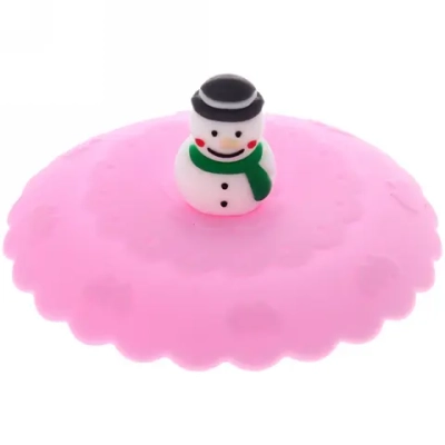 Крышка силиконовая для кружки 10см «Снеговик в шляпе»