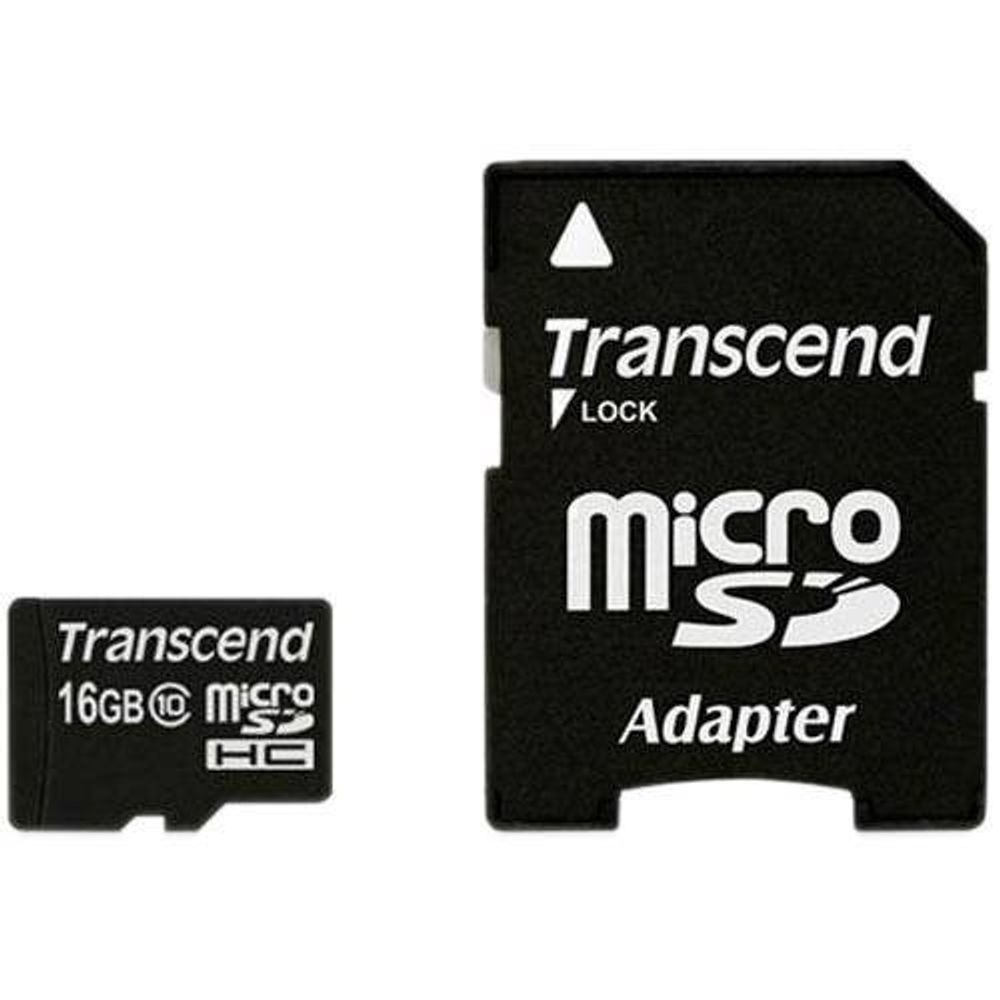 Карта памяти 16 Гб micro SD Transcend HC с адаптером
