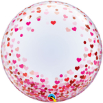 Шар Фольгированный Сердца парящие Bubble Прозрачный (Персиковый)