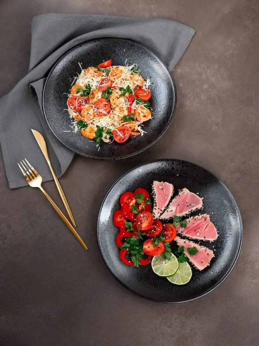 Набор посуды 6 тарелок 27 см плоских графит для ресторана