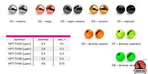 Вольфрамовая головка Namazu Pro TiA Tungsten Head Trout, р. 2,8, вес 0,2 г, цв. фц. оранж. (5 шт.)