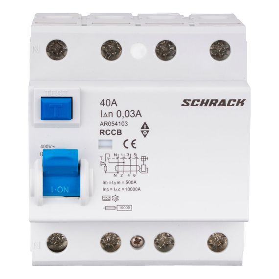 УЗО Schrack Technik 4P 40A 30mA тип A 10kA Amparo AR054103-- (ВДТ)