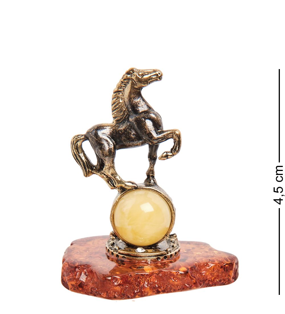 AM- 418 Фигурка «Лошадь на шаре» (латунь, янтарь)