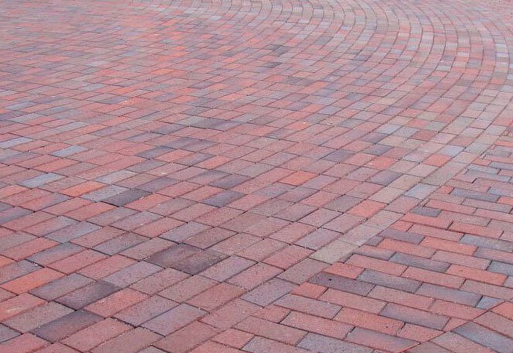 Feldhaus Klinker - P405SKF-ECO, Gala alea, красный пестрый, с фиолетовым нагаром, с оттенками, 200x100x18 - Клинкерная тротуарная брусчатка