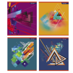 Тетрадь 36л., А5, клетка, Alingar "New line", скрепка, мелованный картон (стандарт) , блок офсет, 4 дизайна в пленке т/у