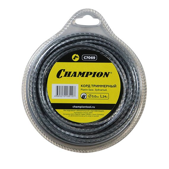 Корд триммерный Champion Platin Saw 3.0 мм x 24 м, C7069 (зубчатый)
