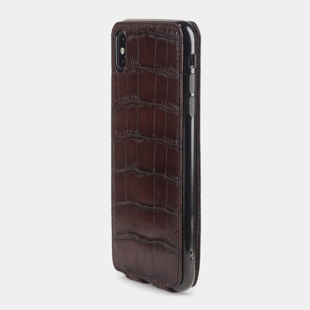 Чехол для iPhone XS Max из натуральной кожи крокодила, цвета коричневый винтаж