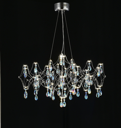 Подвесная люстра светодиодная с пультом и хрустальными подвесками K9 MyFar Ileria MR2651-57P-50СD