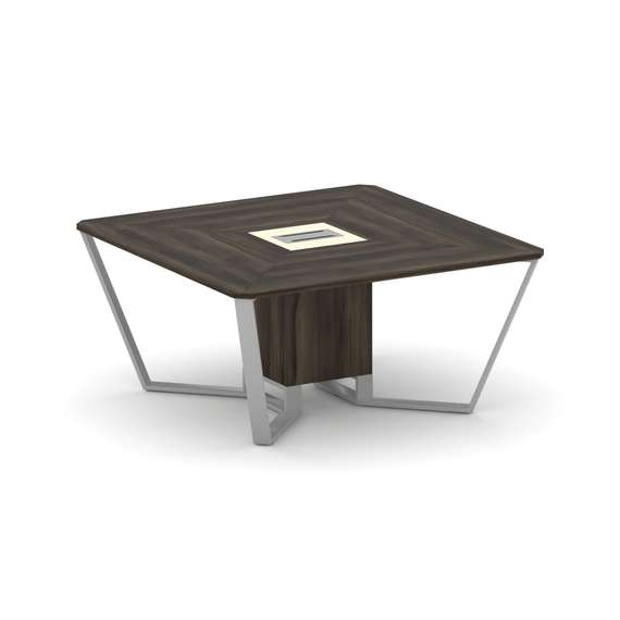 Steel Meet Стол переговорный квадратный KM-PR.B.SP-08 Дуб Мали/Ваниль Глянец/Металл Серый 1600*1600*