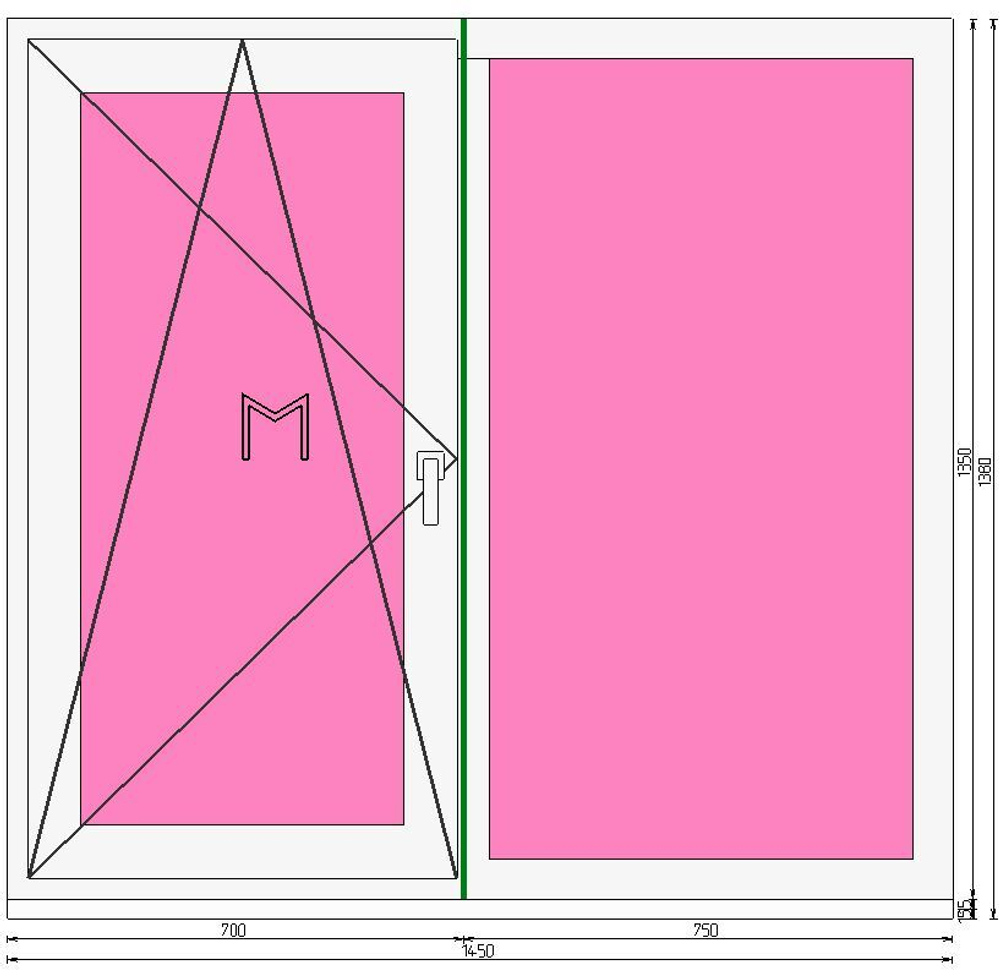 Пластиковое окно 1350 х 1450 ТермА Эко + Москитная сетка