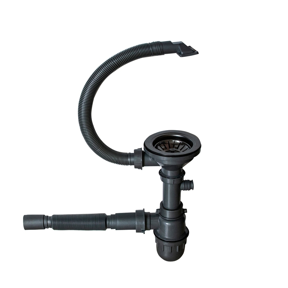 Мойка подст.монтаж 50х44 (3,0) вып 3 1/2  MIXLINE PRO 20см с сифоном (черный графит)