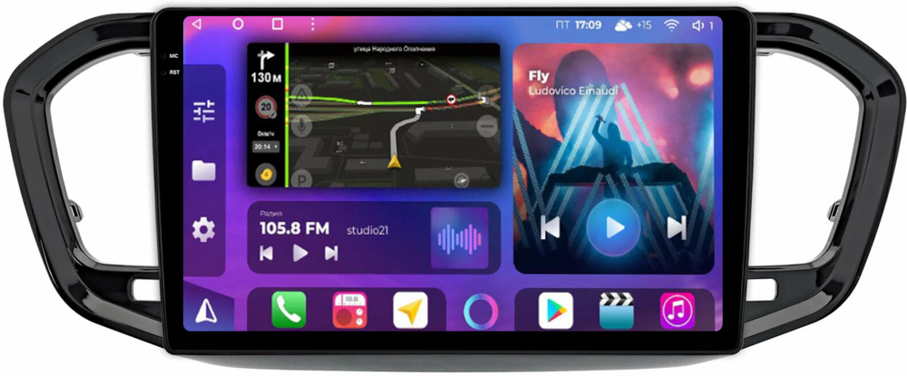 Магнитола для Lada Vesta NG 2023+ (ШГУ, рамка черная глянцевая) - FarCar BM9-2K-7289B9GL монитор 9.5" 2K QLED на Android 14, TS10, 4+32Гб, CarPlay, 4G SIM-слот