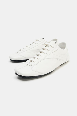 ZARA КОЖАНЫЕ ТУФЛИ-ДЕРБИ, БЕЛЫЙ