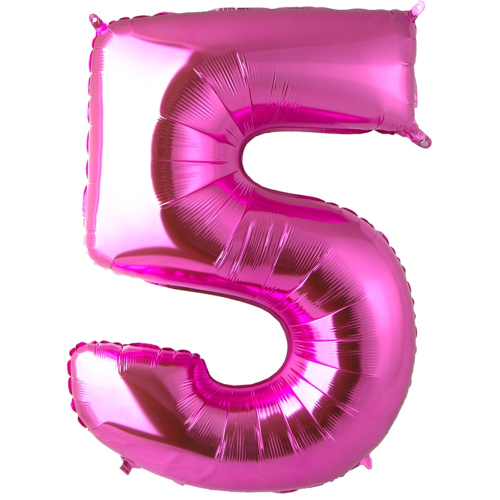 Шар фольгированный Цифра 5 101 см (Розовый)