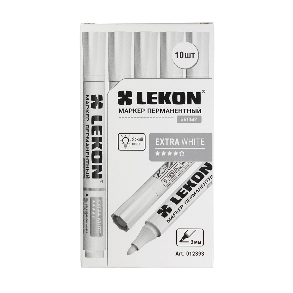 Маркер перманентный 3мм Белый LEKON EХTRA WHITE 012393