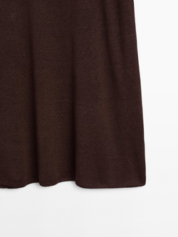 Massimo Dutti Длинная расклешенная юбка из 100% льна, баклажанный