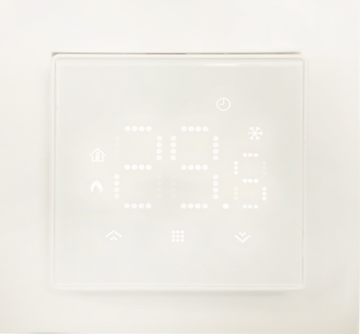 Термостат с датчиком пола,  16 A,  55*55 мм.,  белое стекло
