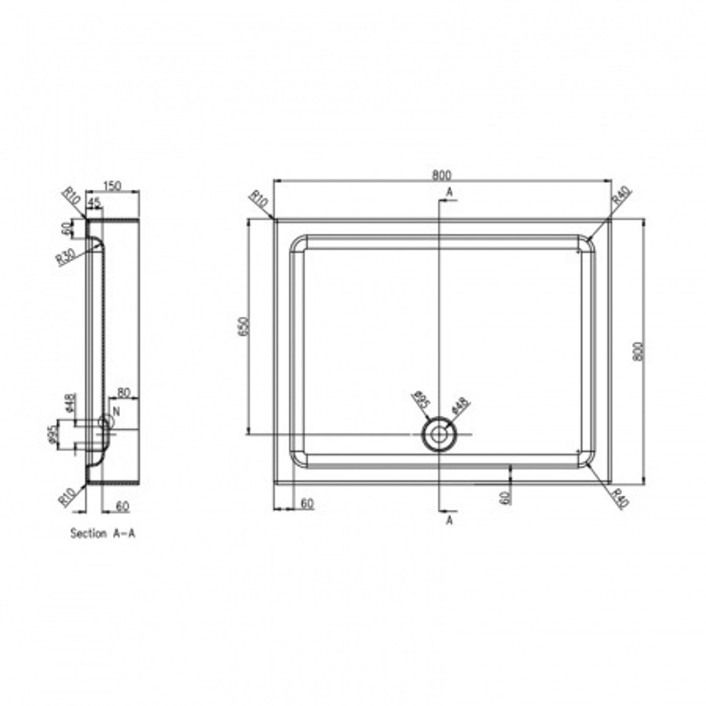 Поддон акриловый Azario TORONTO 80x80x150 P18 R/L