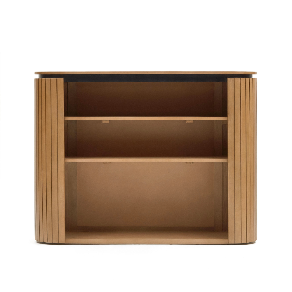 Licia Книжная полка из массива дерева манго и черного металла 120 x 90 см