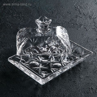 Маслёнка стеклянная Доляна «Семицвет», 15,5×11,5×8 см