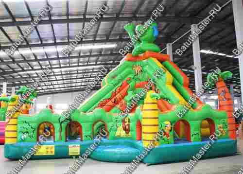 Детский надувной батут-горка "Зелёный остров"