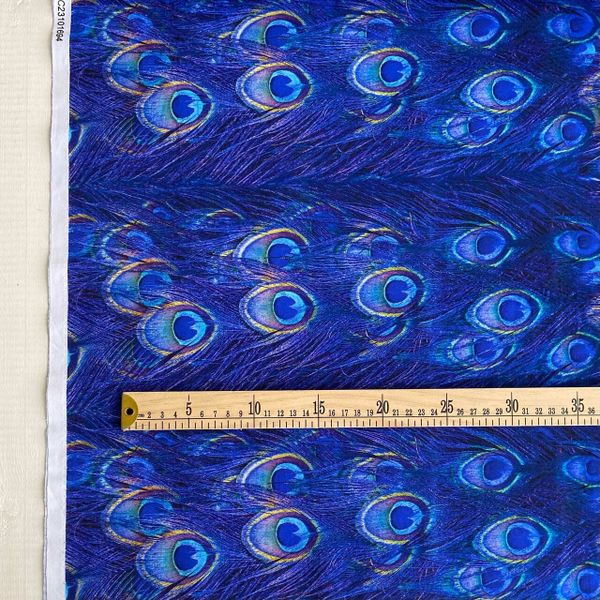 ПЕРО ПАВЛИНА синее , отрез 50 см 100% хлопок Handmade Fabrics 6