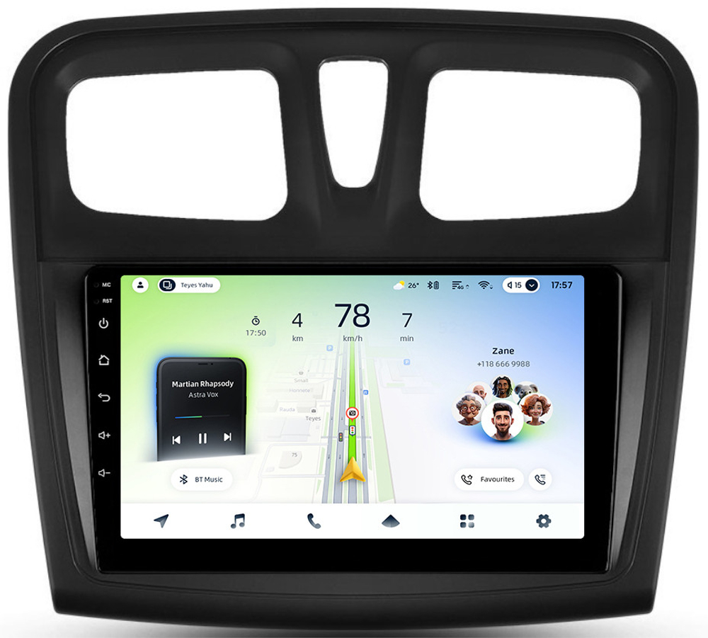 Магнитола для Renault Logan 2, Sandero 2 2014+ - Teyes CC4L монитор 9" IPS на Android 14, Snapdragon 662, CarPlay, 4G SIM-слот