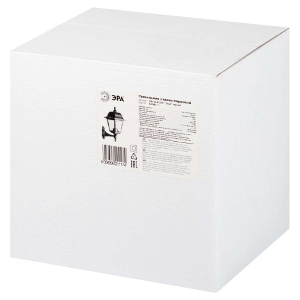 Садово-парковый светильник ЭРА НБУ 04-60-001 черный 4 гранный настенный IP44 Е27 max60Вт