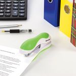 Степлер №24/6, 26/6 BRAUBERG "JET", до 20 листов, эргономичный, бело-зеленый, 227759