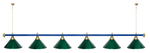 Лампа STARTBILLIARDS 6 пл. (плафоны зеленые,штанга золотая,фурнитура золото)