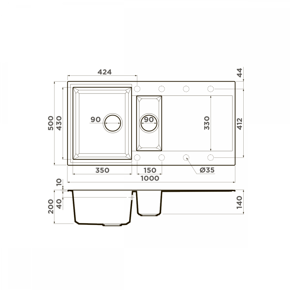 Кухонная мойка Omoikiri Sakaime 100-2-PL