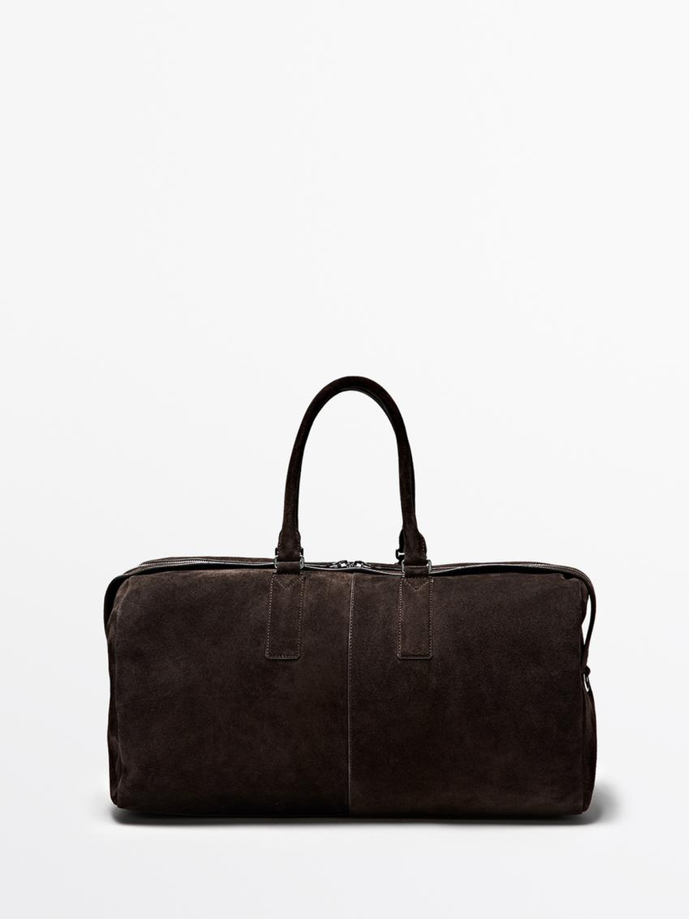 Massimo Dutti Дорожная сумка из замшевой кожи, коричневый