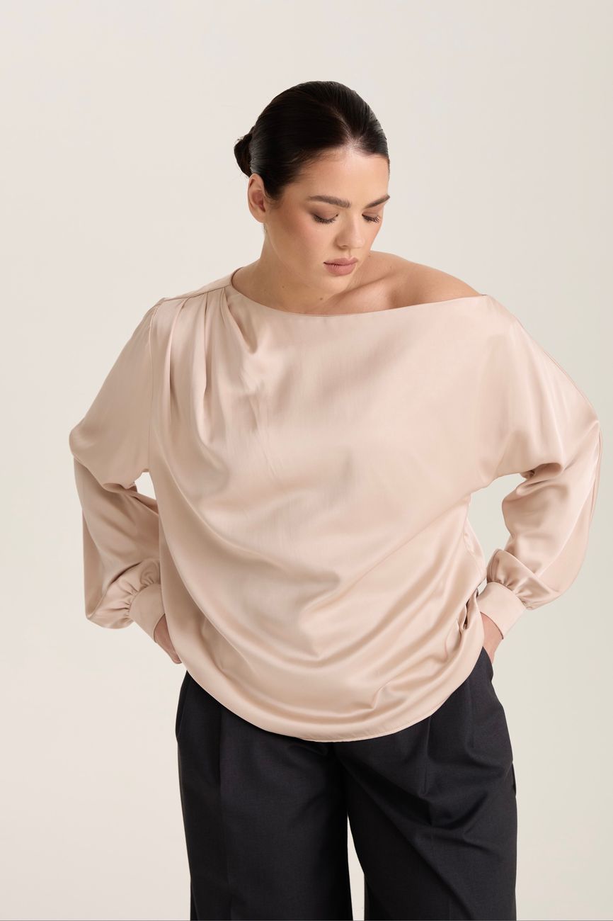 Блузка со спущенным плечом, сливочный