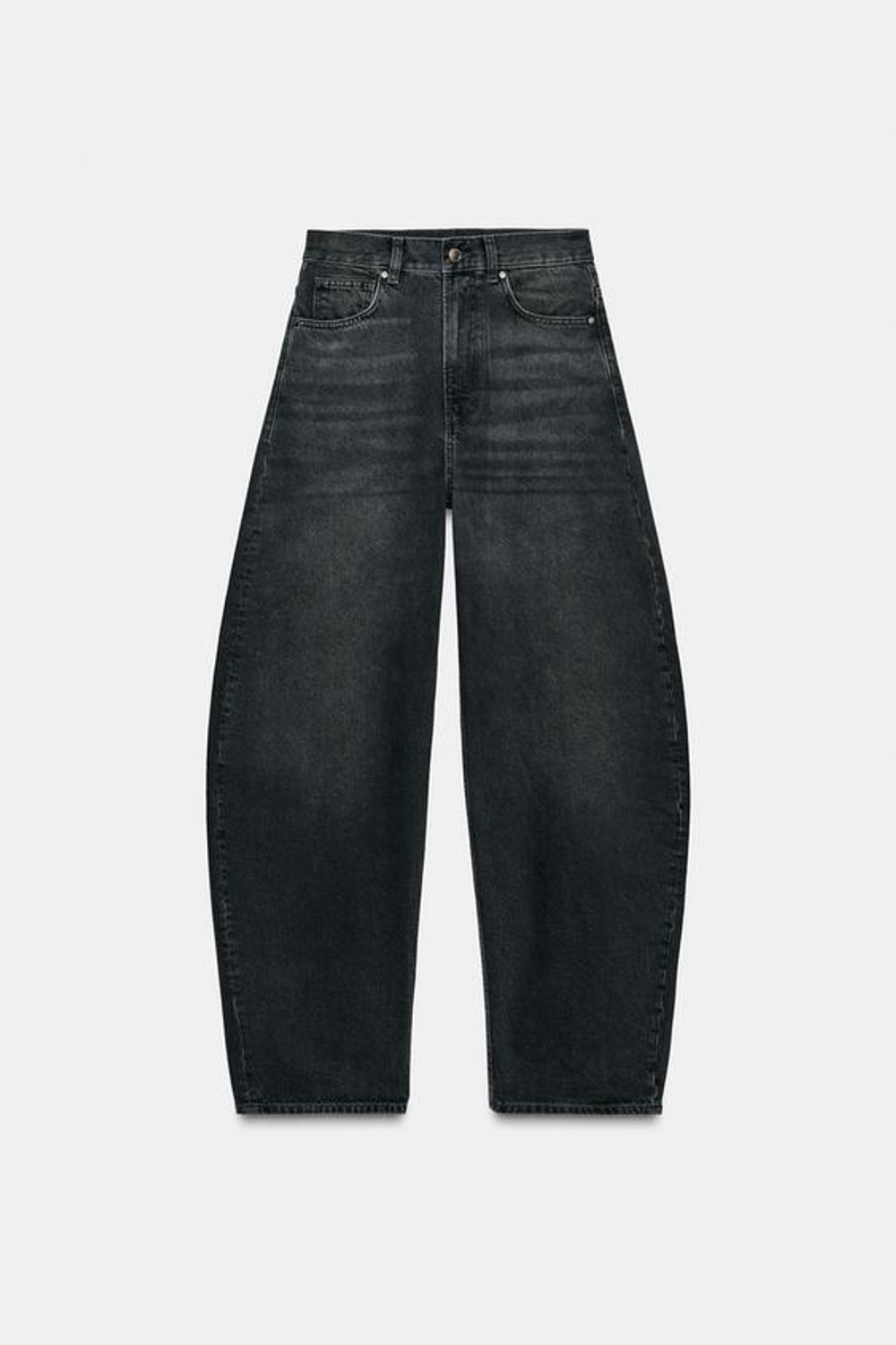 ZARA ДЖИНСЫ BALLOON-FIT С ВЫСОКОЙ ПОСАДКОЙ — ZW COLLECTION, ЧЕРНЫЙ