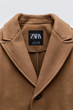 ZARA ДЛИННОЕ ПАЛЬТО, МЯГКИЙ КАШТАНОВЫЙ