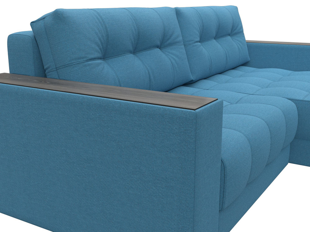 Диван угловой с декором Лига-049 НПБ, Амур 10 РОГОЖКА голубой