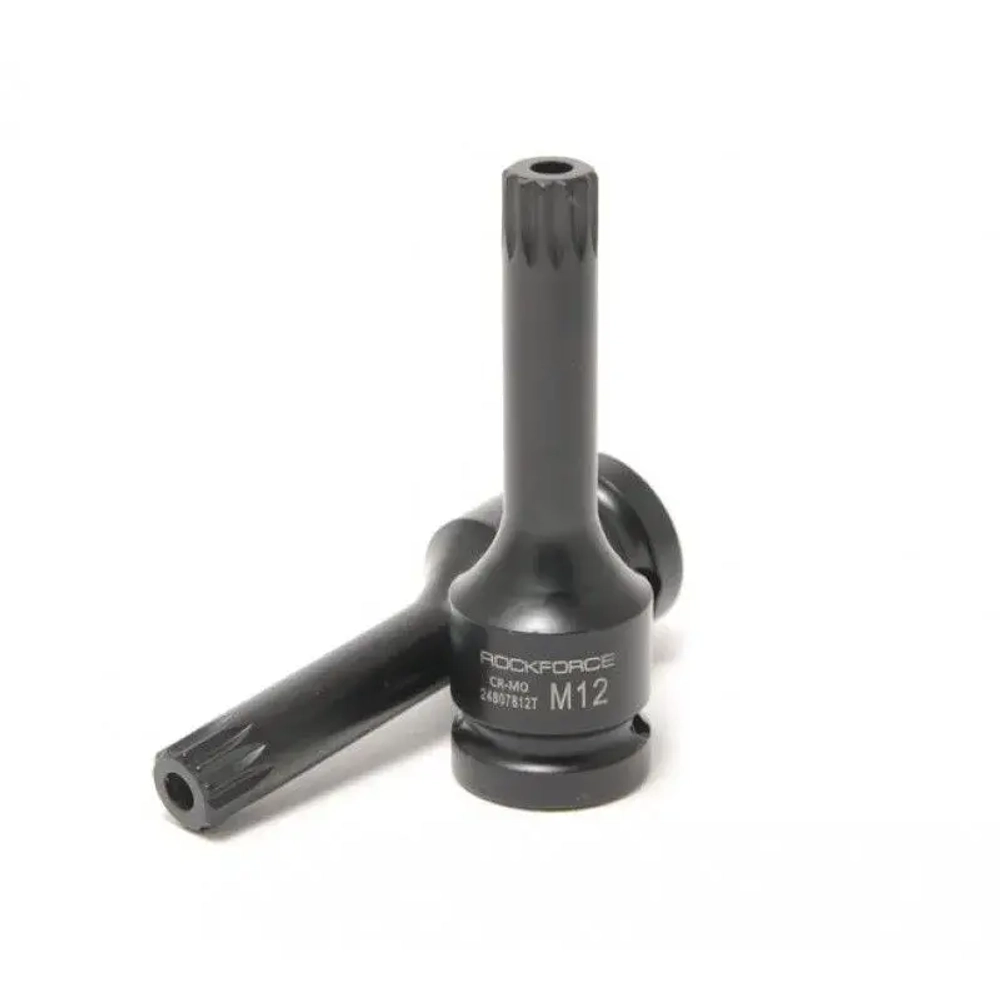 Головка-бита SPLINE ударная 1/2", M12 с отверстием ROCKFORCE RF-24806012T