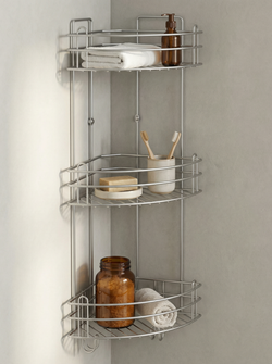 Полка для душа DIWO Тула P.Tu.3/2.Ch угловая, подвесная, матовый хром, с крючками, на присосках