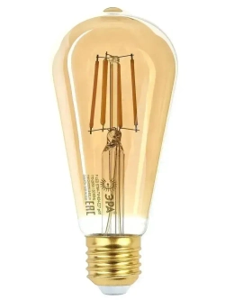 Лампочка светодиодная филаментная ЭРА LED E27 7 Вт ST64 груша 2400К теплый белый свет 1 штука