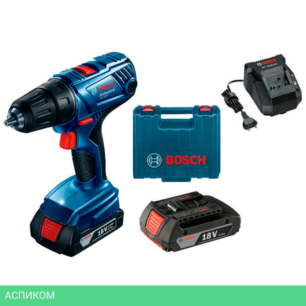 Дрель-шуруповерт Bosch GSR 180-LI Professional с 2-мя АКБ, кейс (06019F8109)
