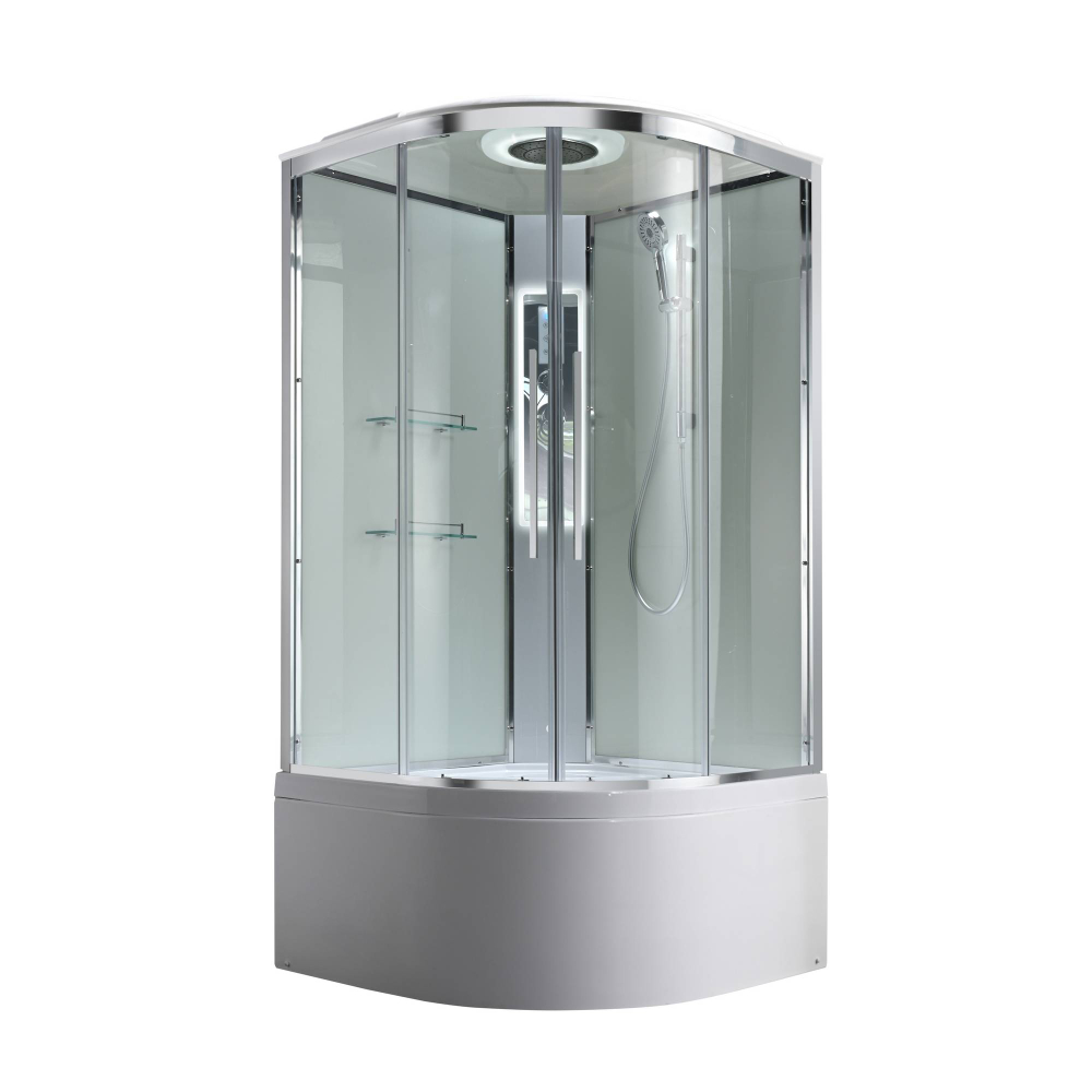 Душевая кабина AvaCan (АваКан) EM5080LEDT с высоким поддоном, с ГМ, с электрикой и LED освещением, 80х80х220