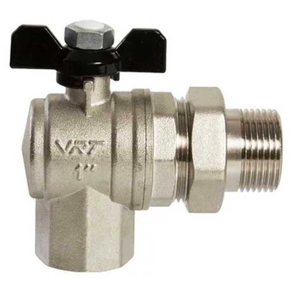 Кран VRT шаровой со сгоном угловой 1" бабочка