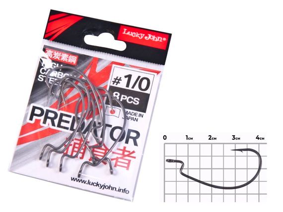 Крючки офсетные Lucky John LJHP350 №1/0, 8 шт.