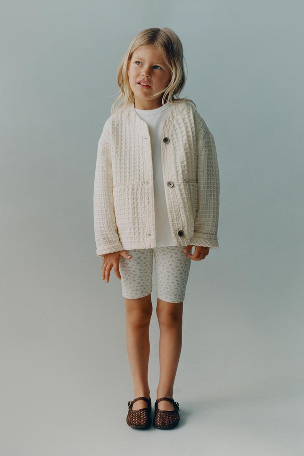 ZARA НАБОР ИЗ 2 ВЕЛОСИПЕДОК С ЦВЕТОЧНЫМ ПРИНТОМ, СЕРЫЙ