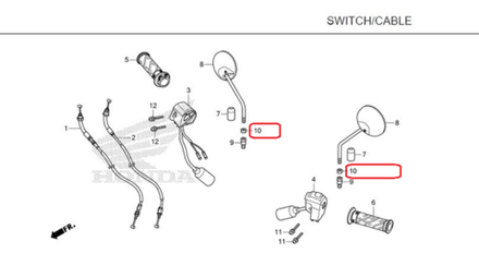90301-KWW-640. NUT, HEX., 10MM (LEFT HAND THREAD)