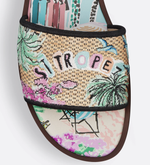 Женские шлёпанцы Dior Dway Souvenir Saint-Tropez, вышивка, мультиколор