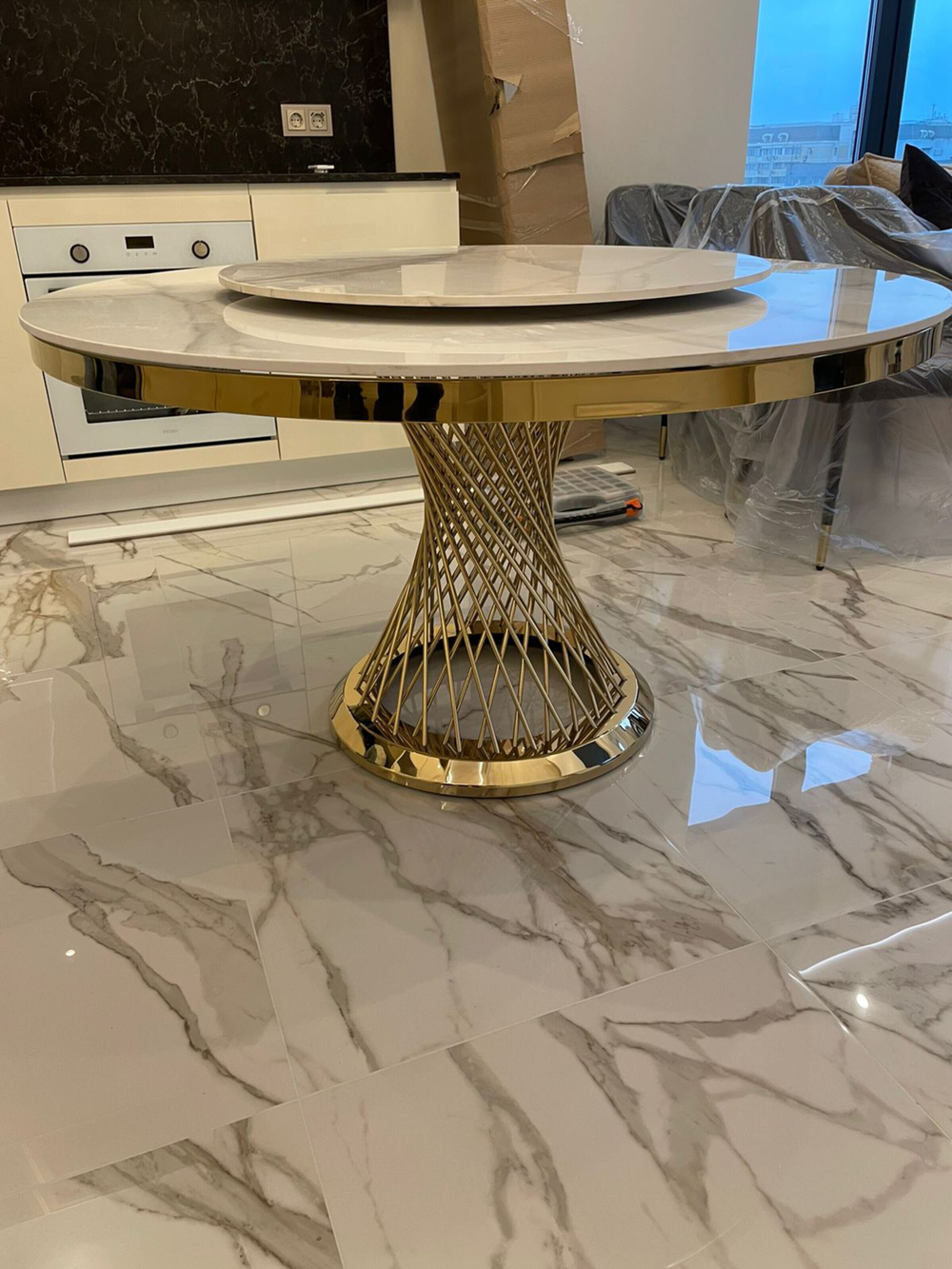 Стол обеденный Ist Casa Мелоди, 130х130х75 см, белый мрамор