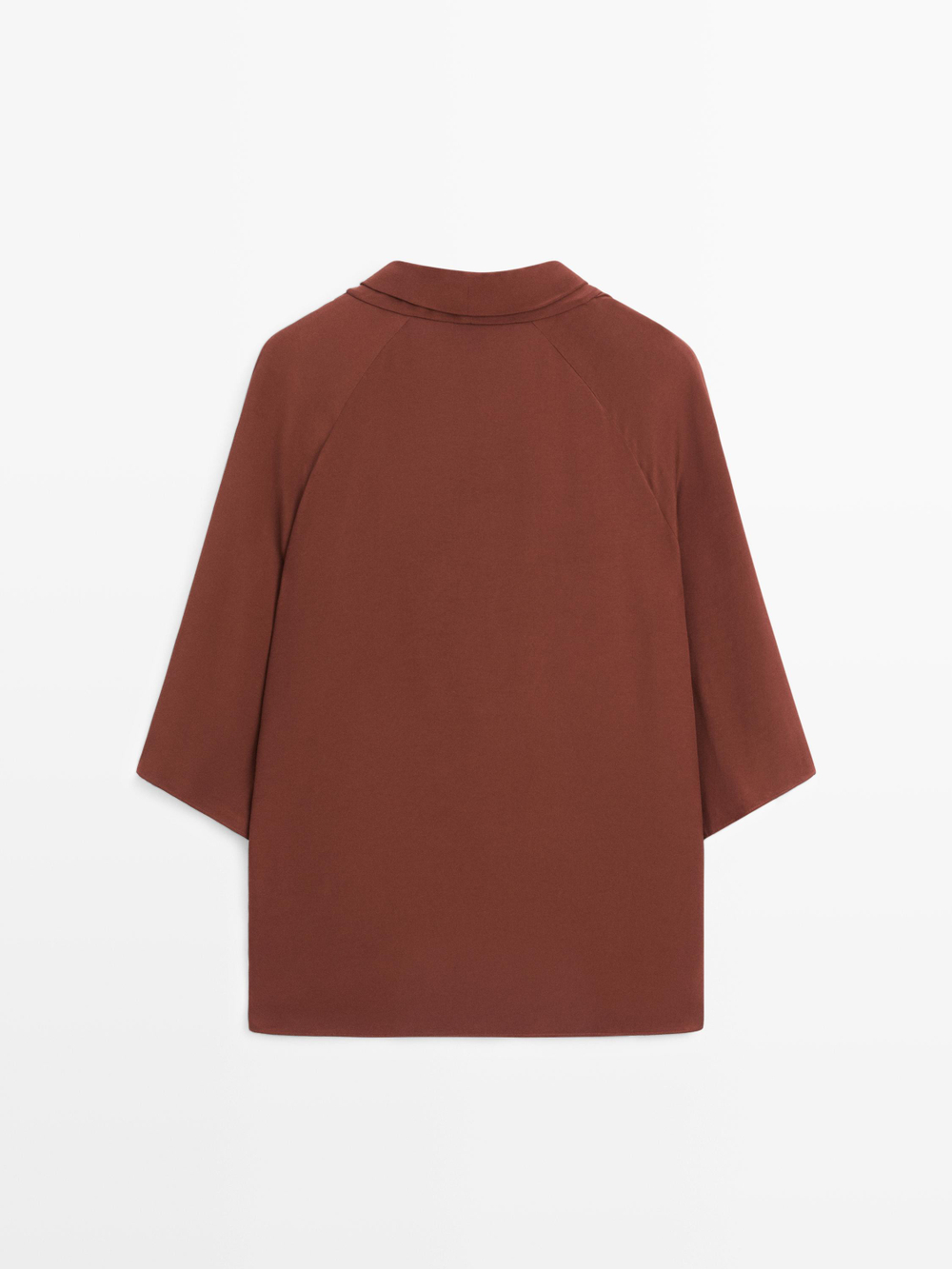 Massimo Dutti Рубашка с драпировкой, апельсиновый