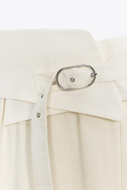 ZARA БРЮКИ С РЕМНЕМ, ЭКРЮ